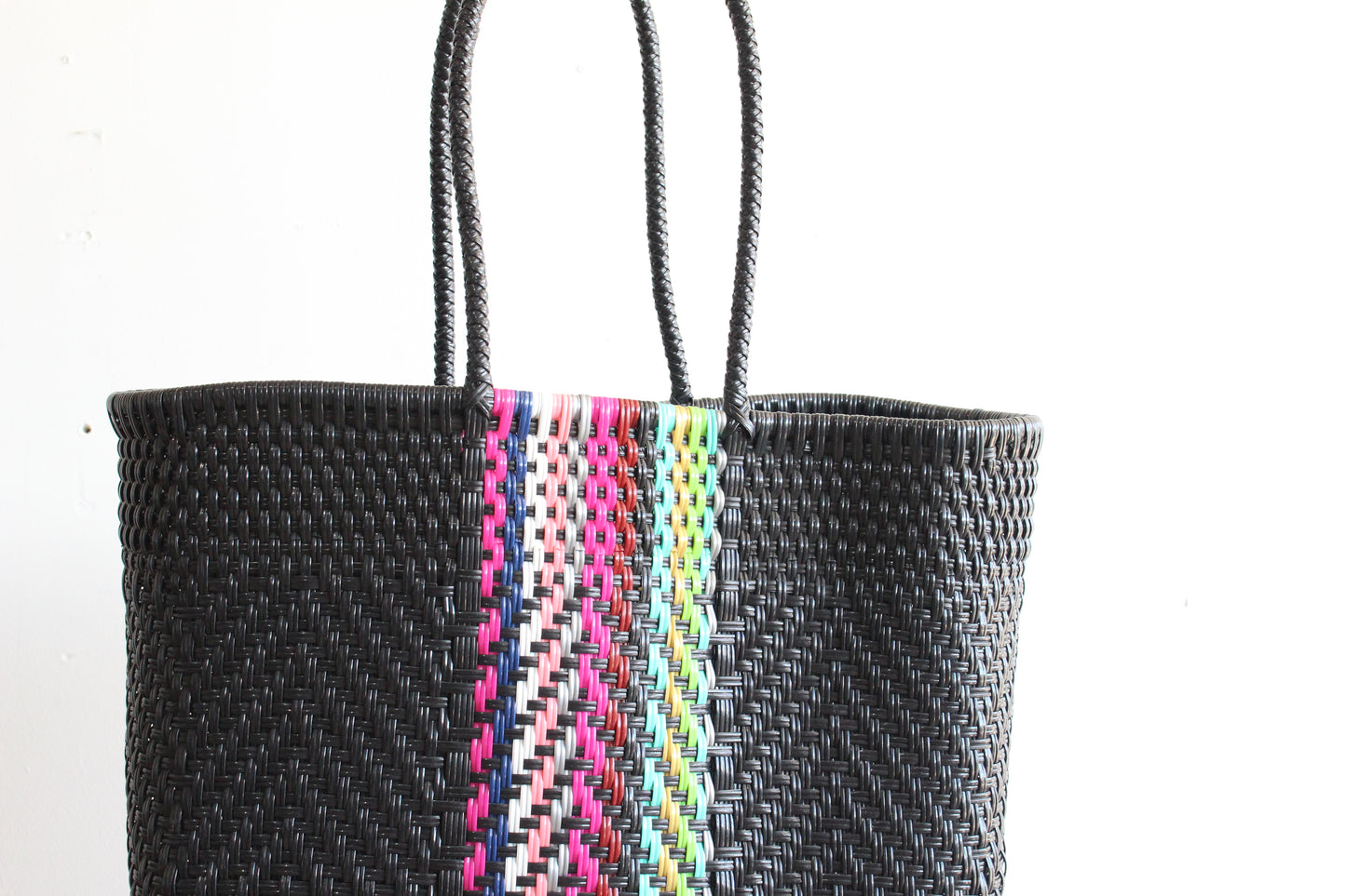 Black with Colors Handwoven Mexican Tote by MexiMexi
