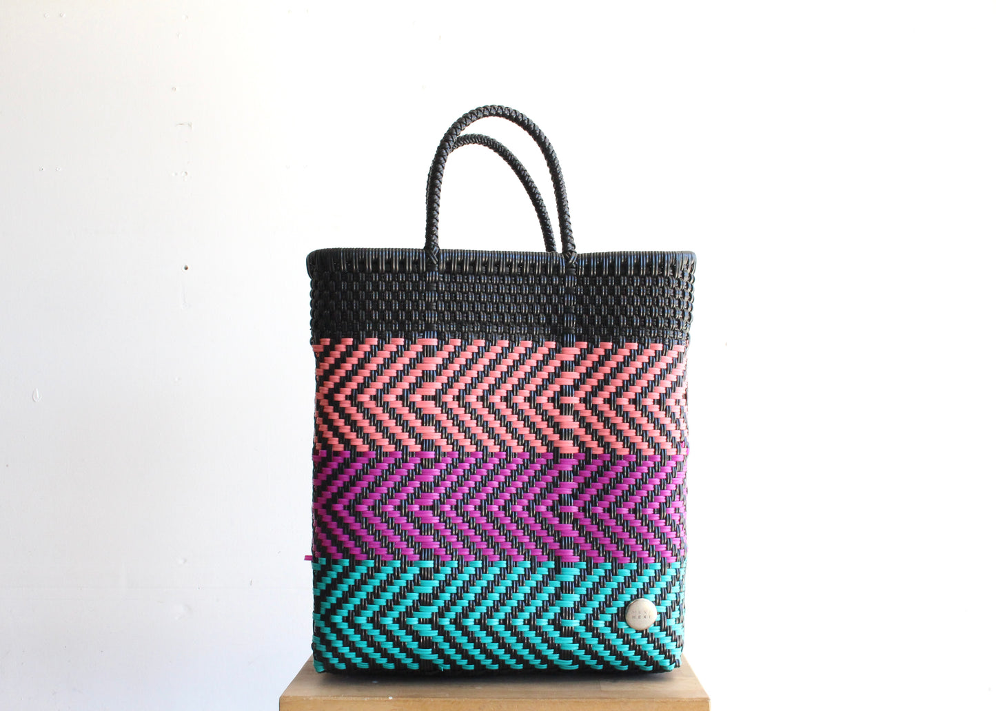 Black with colors Handwoven Mexican Tote by MexiMexi