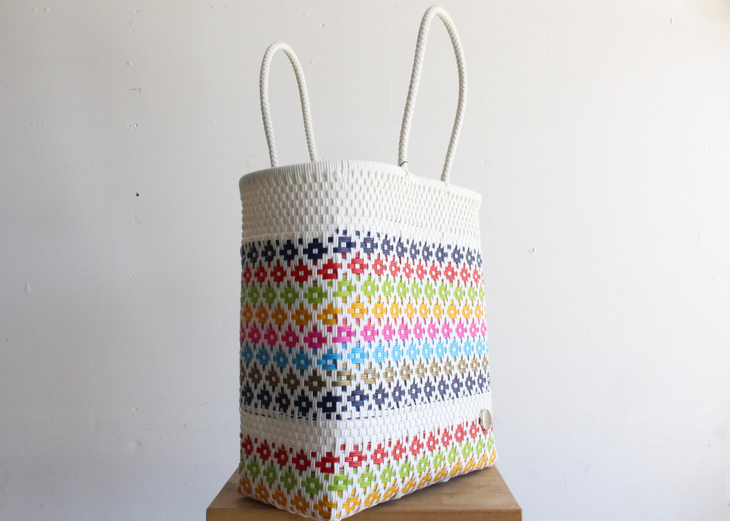 White & Colors Handwoven Mexican Tote by MexiMexi