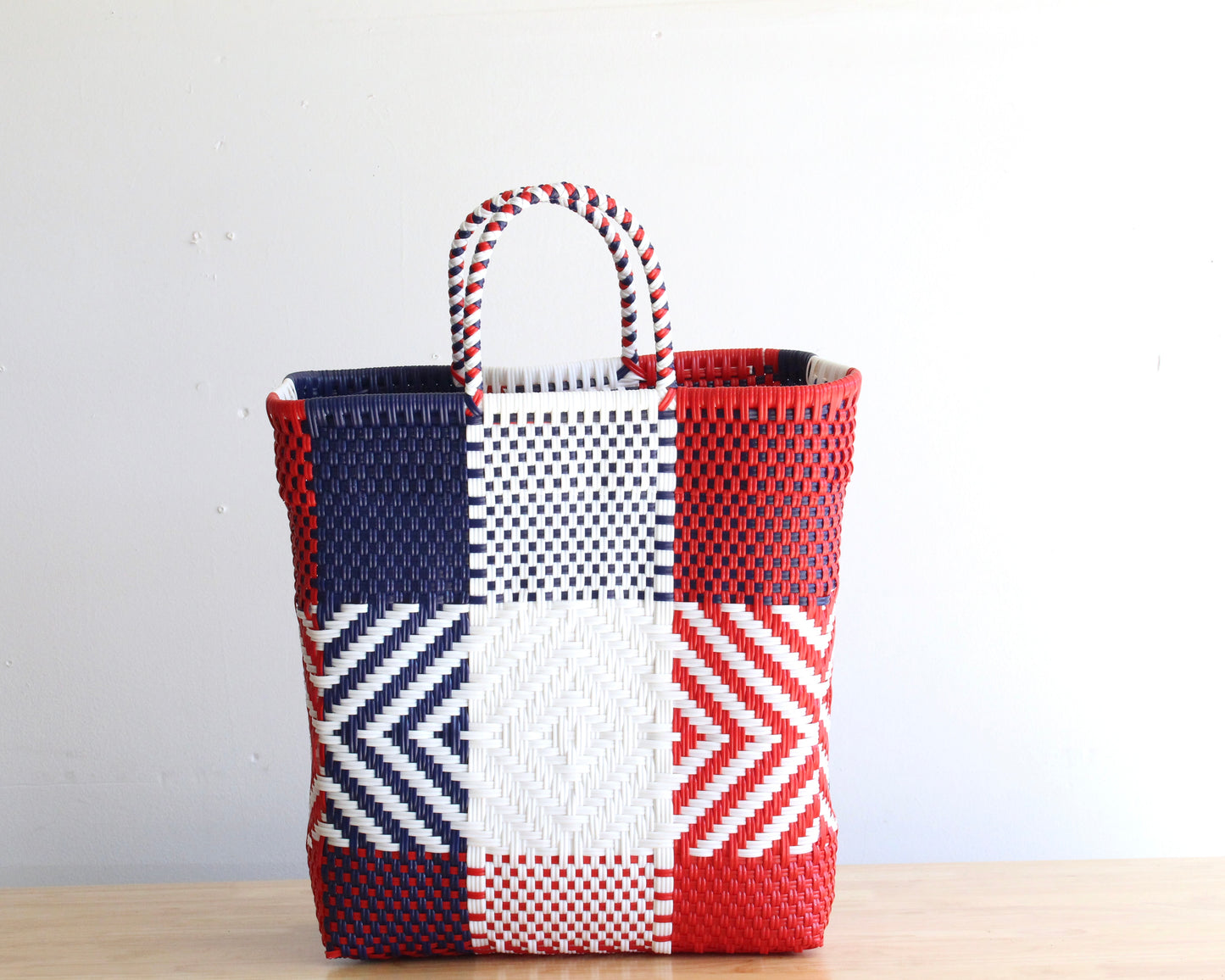 Blue, Red & White Tote Bag by MexiMexi