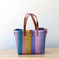MexiMexi Colorful Artisan Purse – Handmade in Mexico – Recycled Plastic & Leather – Teal, Peach, Yellow, Lilac