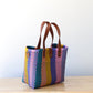 MexiMexi Colorful Artisan Purse – Handmade in Mexico – Recycled Plastic & Leather – Teal, Peach, Yellow, Lilac