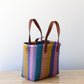MexiMexi Colorful Artisan Purse – Handmade in Mexico – Recycled Plastic & Leather – Teal, Peach, Yellow, Lilac