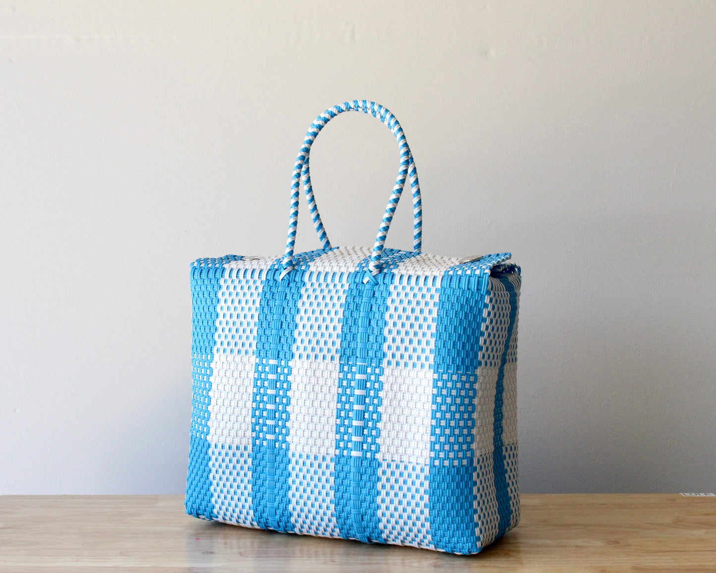 Blue Plaid Artisan Basket by MexiMexi