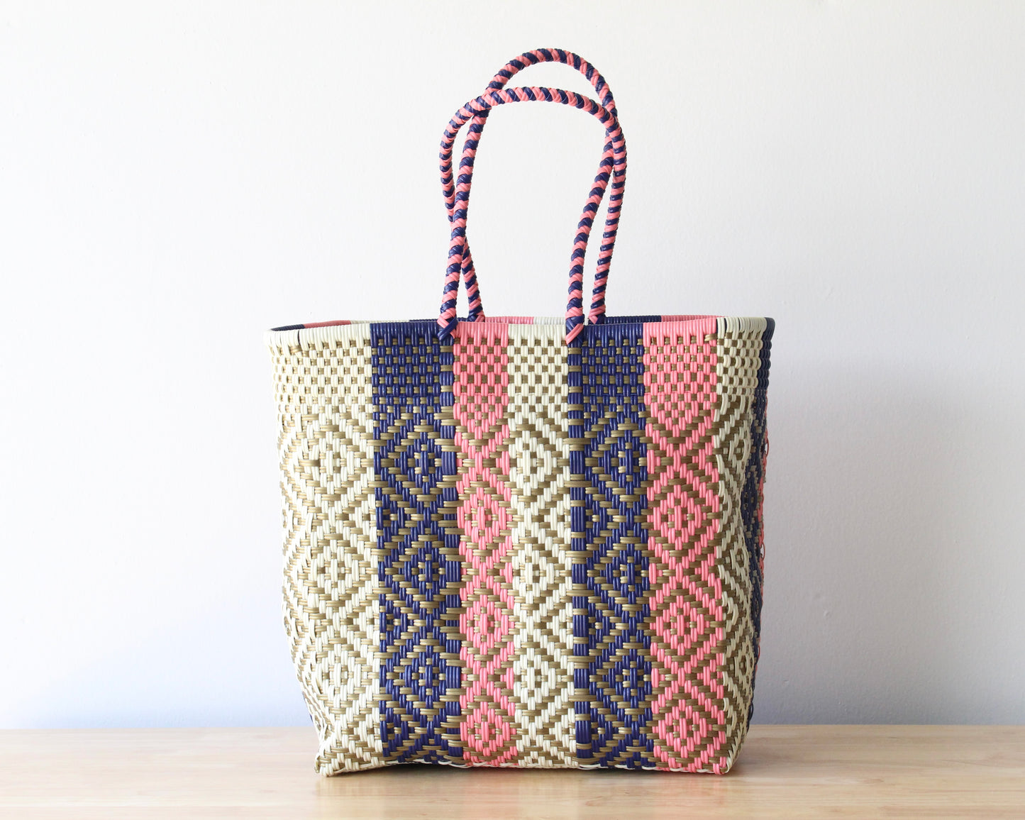 Coral, Gold & Blue Tote Bag by MexiMexi