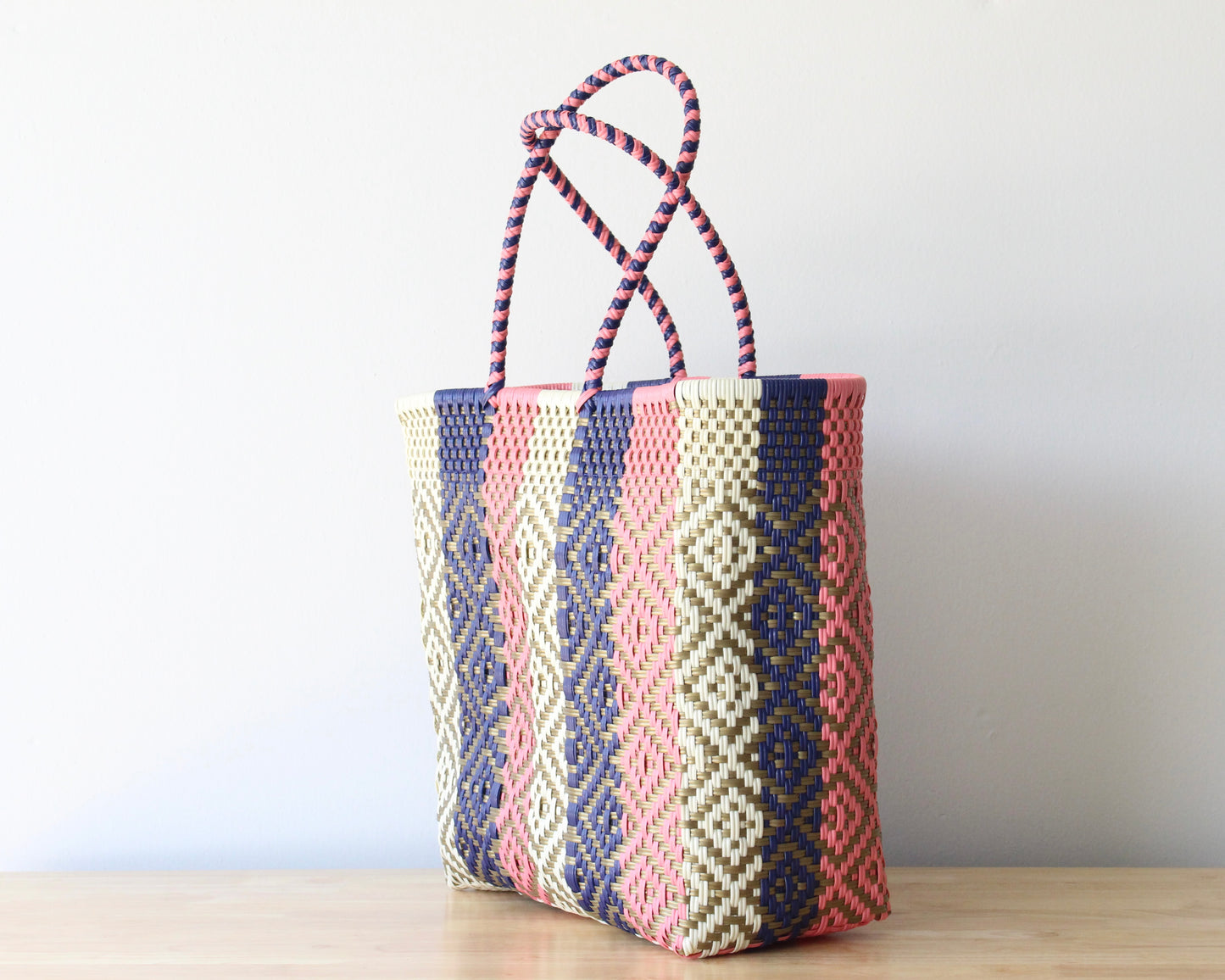 Coral, Gold & Blue Tote Bag by MexiMexi