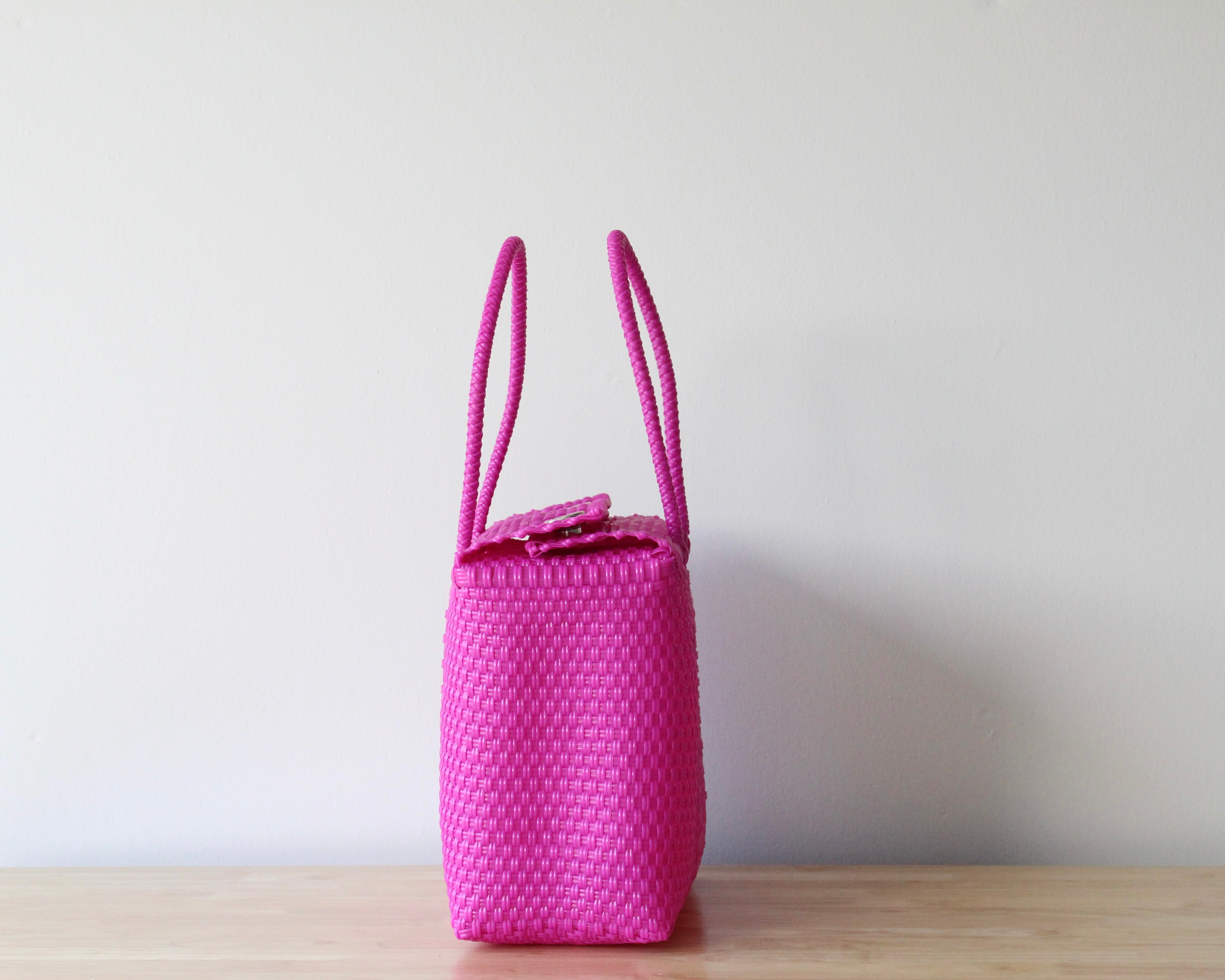 Pink woven bag sale