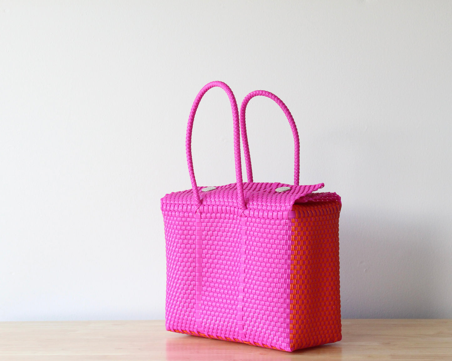 Hot Pink & Orange Woven Handbag by MexiMexi