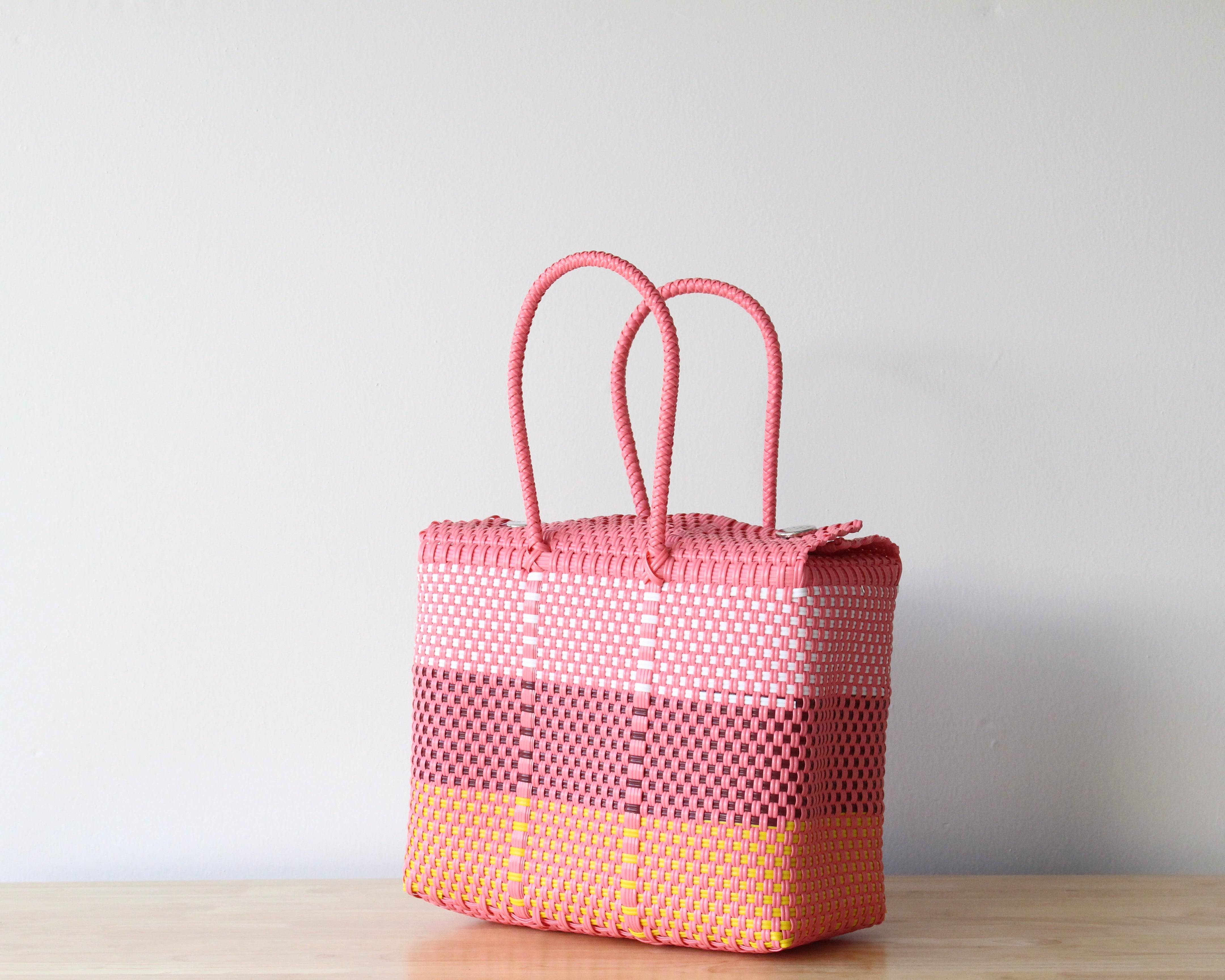 Colorful MexiMexi handbag made from recycled plastic with snap closure