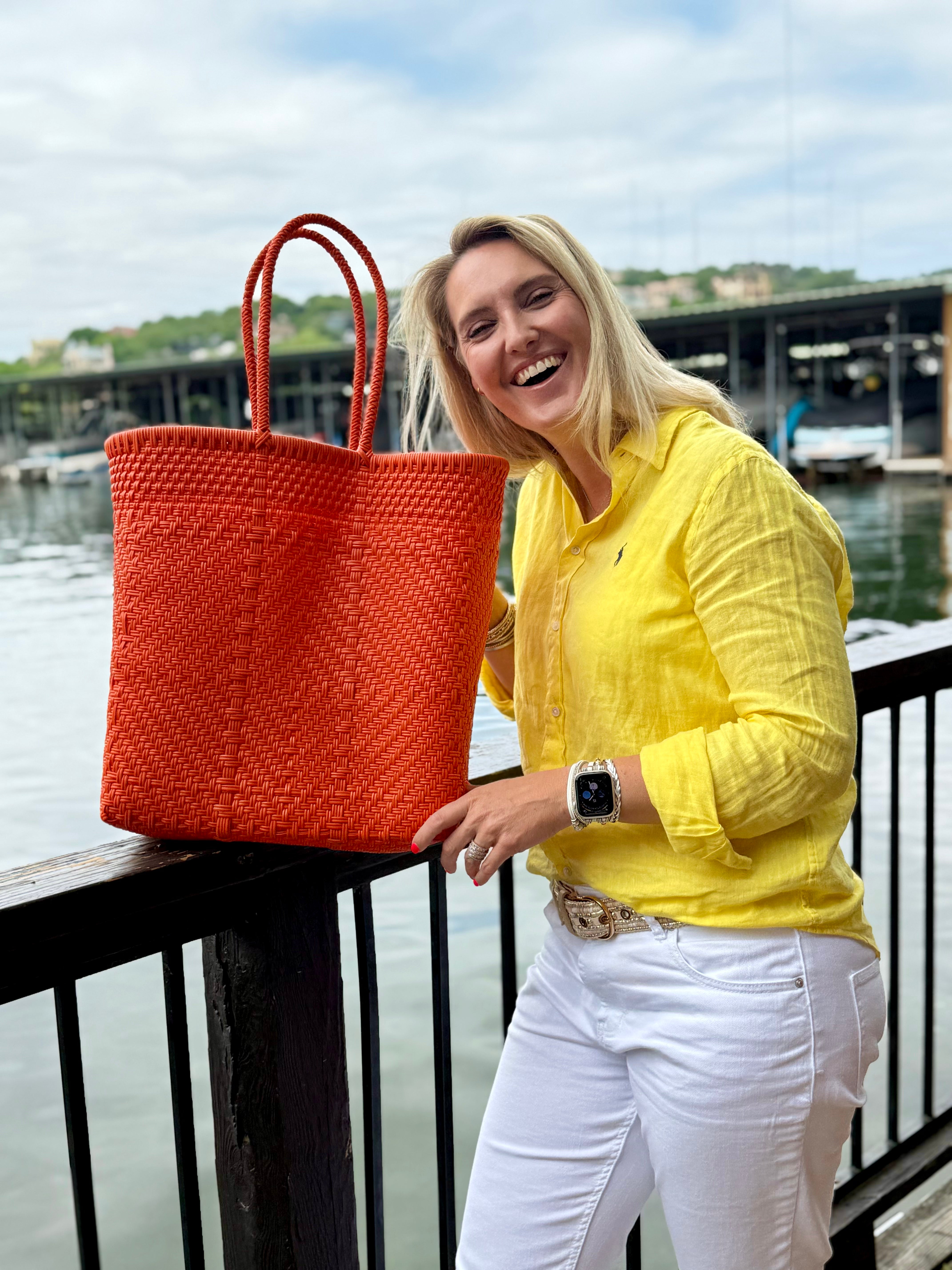 Amalia Tote Large, Multicolor Stripe & Mint