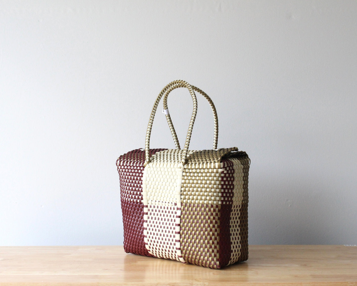 Burgundy, Beige & Gold Handbag by MexiMexi