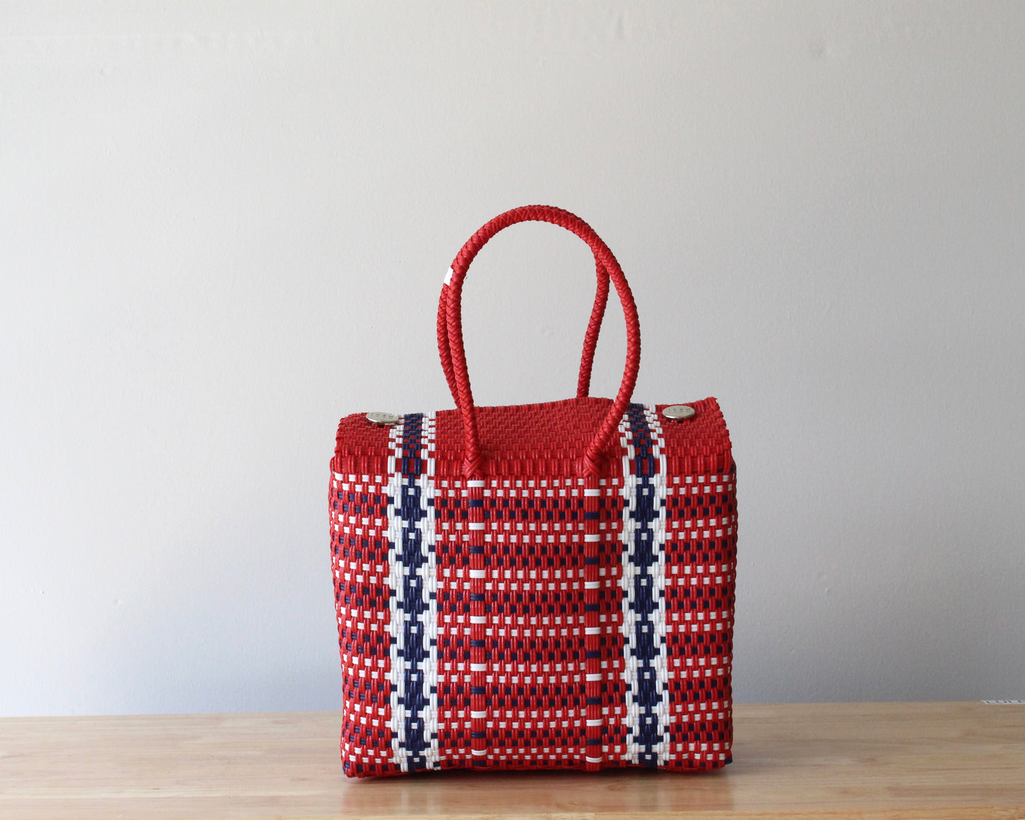 Red, Navy Blue, & White Handbag by MexiMexi