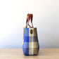 MexiMexi Royal Blue Checkered Bag – Handmade Tote with Leather Handles