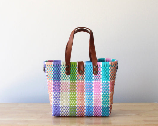 MexiMexi Multicolor Rectangle Pattern Bag – Handmade Purse with Leather Strap