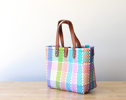 MexiMexi Multicolor Rectangle Pattern Bag – Handmade Purse with Leather Strap