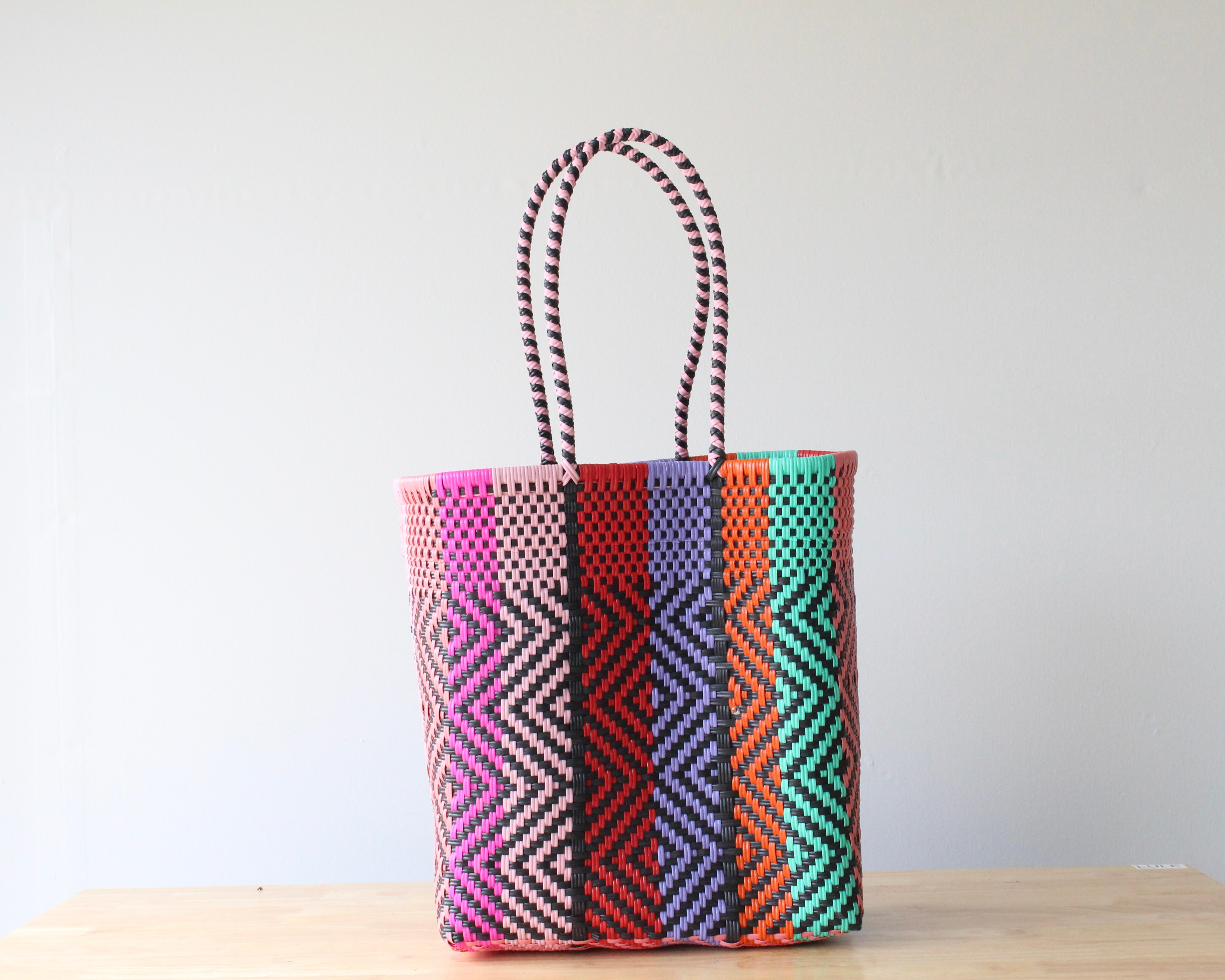 Blue and Yellow MexiMexi Handbag, Handwoven Mexican Bag, Oaxaca Tote, Mexican Plastic Bag, Mexican Art, MexiMexi, cheapest Picnic Basket