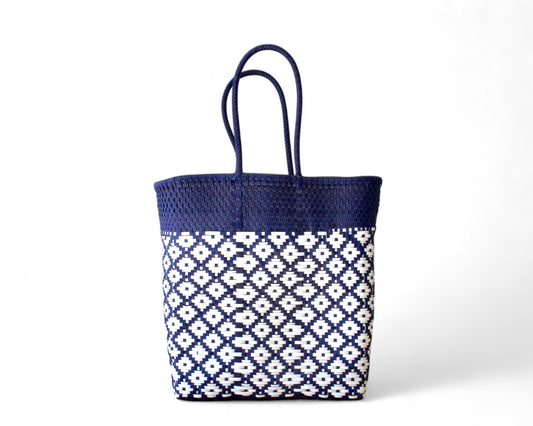 Navy Blue & White Mexican Artisan Tote – by MexiMexi