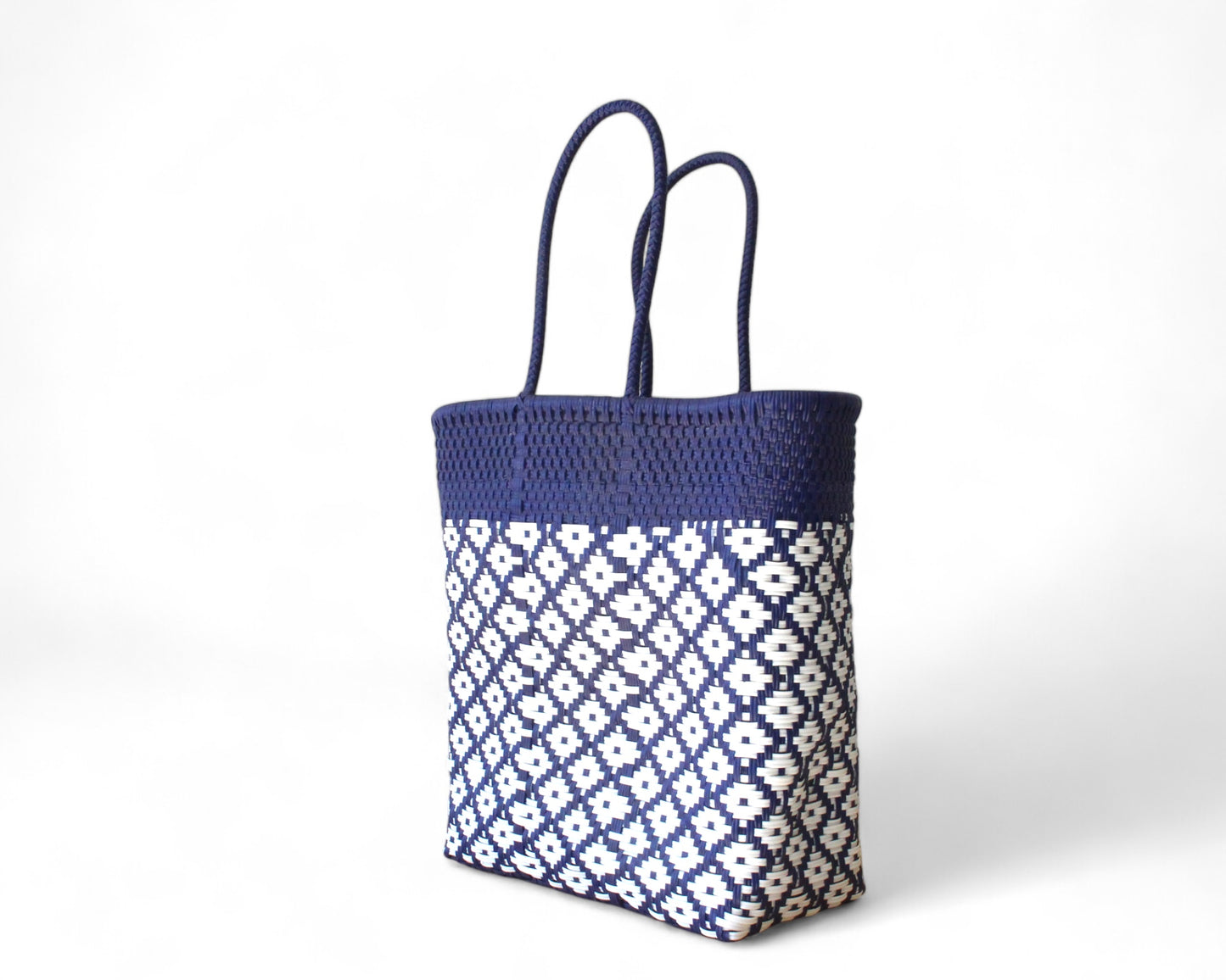 Navy Blue & White Mexican Artisan Tote – by MexiMexi