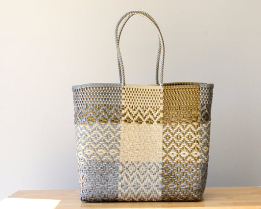 Gold, Beige & Gold Extra Large Tote Bag | Handmade by MexiMexi