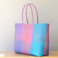 Pastel Checkerboard Large Tote Woven Bag