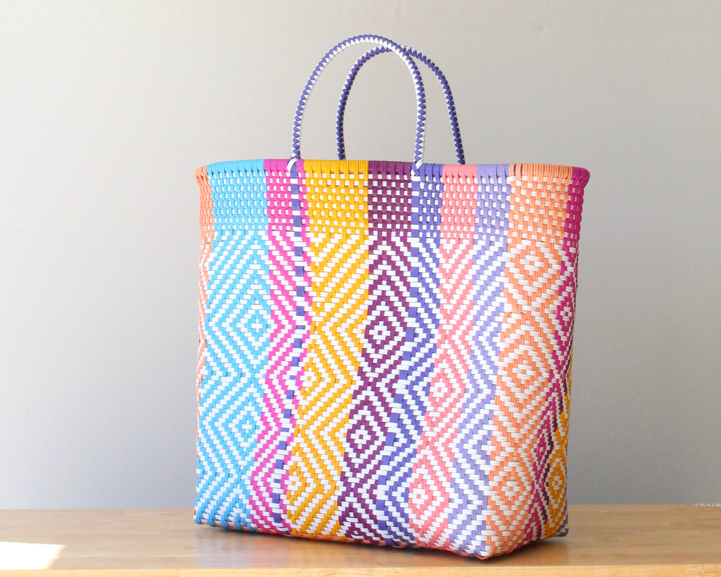 Multicolor Diamond Weave Bag Tote