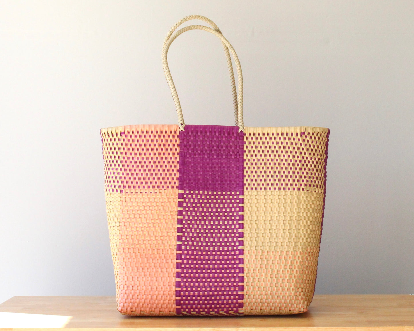 Purple Peach - Extra Large Checkered MexiMexi Tote