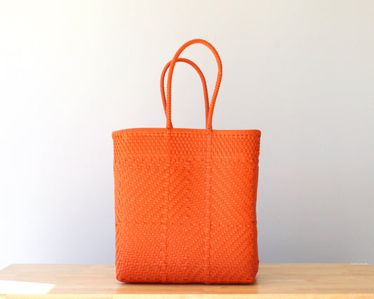 Handwoven Orange Artisan Tote Bag