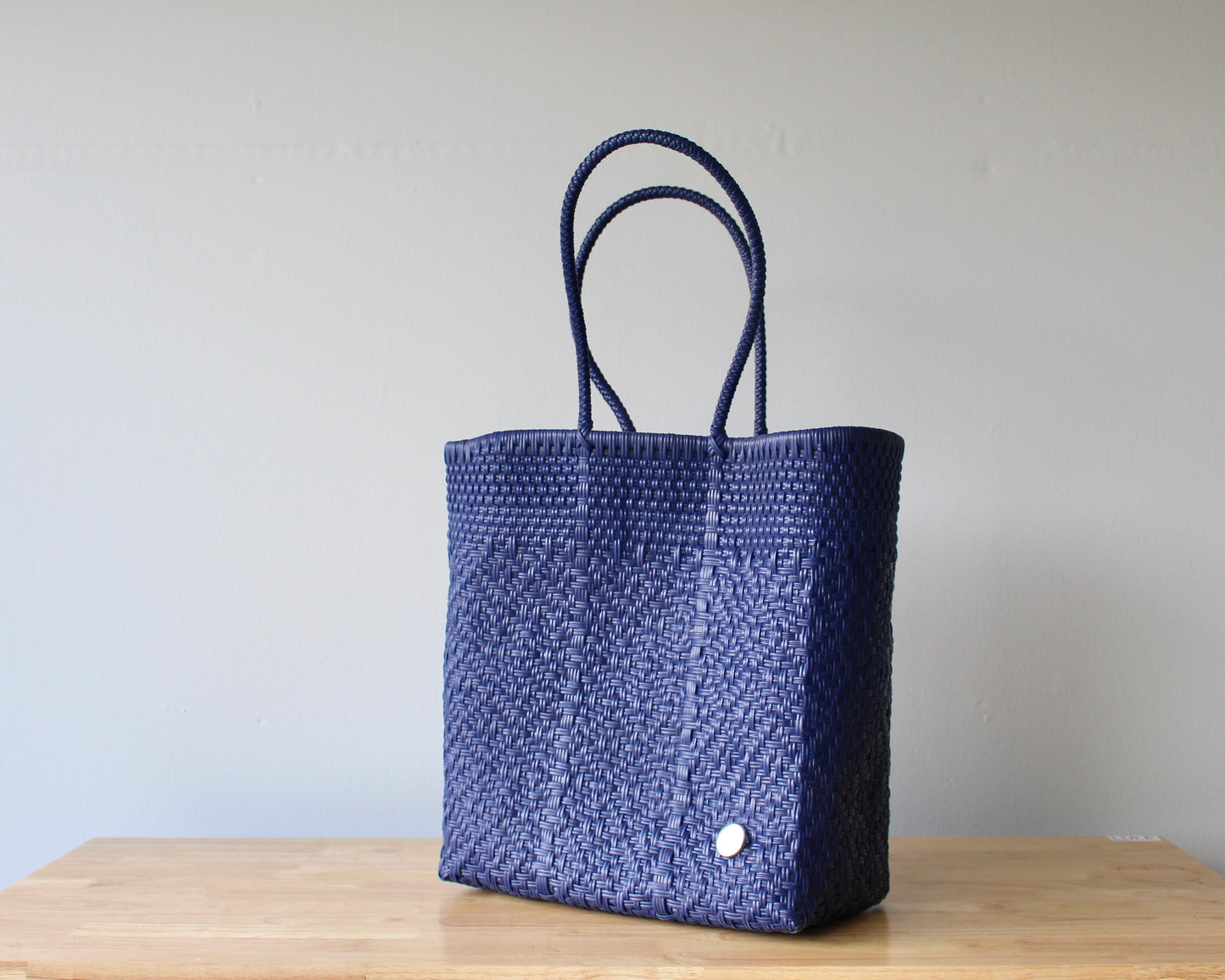Mercado Large Tote – Solid Navy Cross Weave