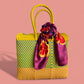 Yellow MexiMexi Handbag with Red Flowers Furoshiki