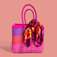 Bright Pink MexiMexi Handbag with Red Flowers Furoshiki