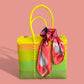 Bright Yellow MexiMexi Handbag with Pastel Tulips Furoshiki