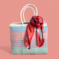 White MexiMexi Handbag with Pastel Tulips Furoshiki