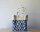 Two-tone ivory and blue handwoven Mexican tote bag — artisan woven by MexiMexi