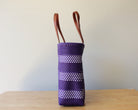 Lavender and white handwoven Mexican tote bag — side view showing woven texture — Alma Rosa, Lavender — MexiMexi