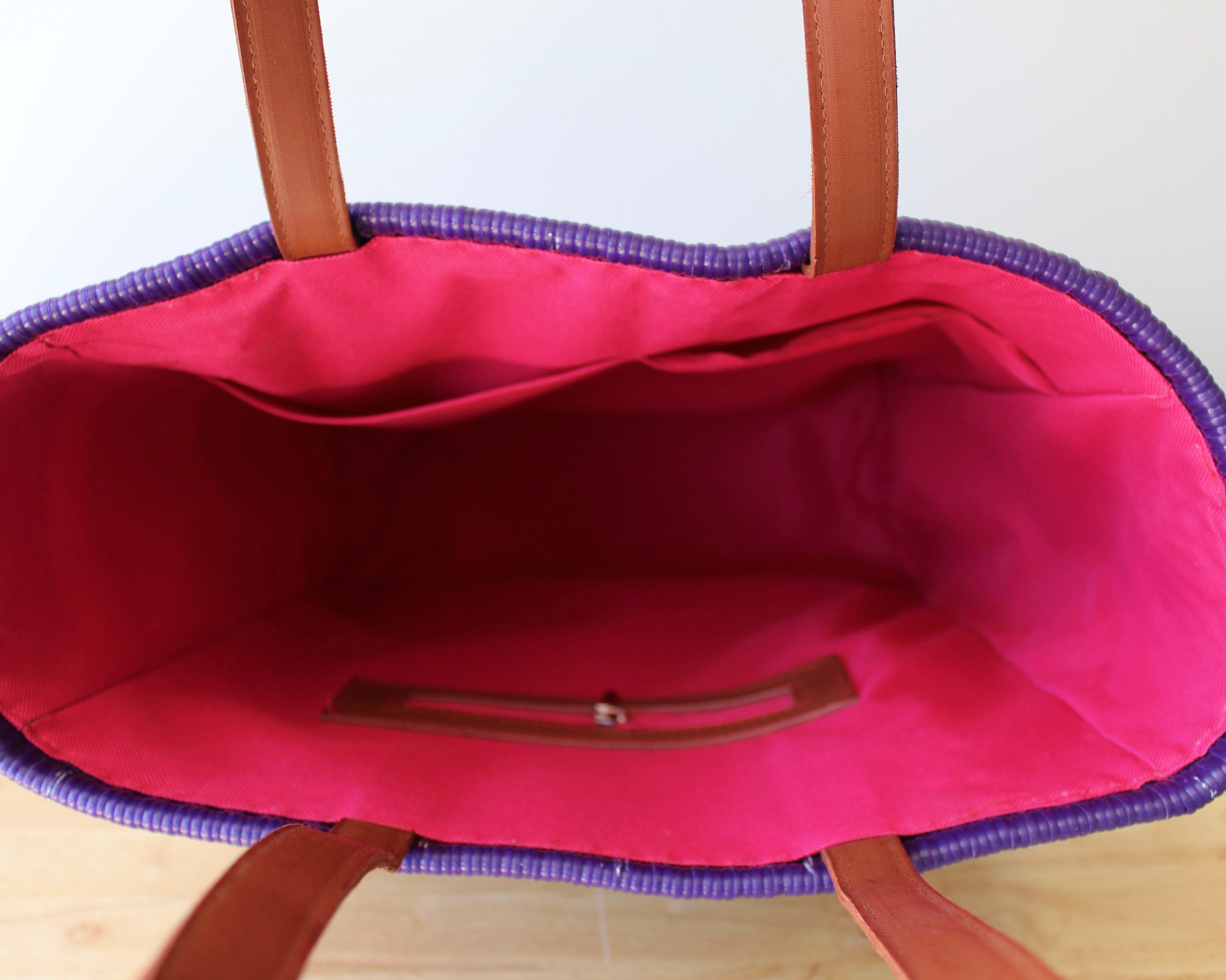 Mexican pink interior lining with zip pocket — Alma Rosa, Lavender — MexiMexi
