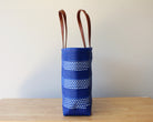 Cobalt blue and white handwoven Mexican tote bag — side view showing woven texture — Alma Rosa, Cobalt — MexiMexi