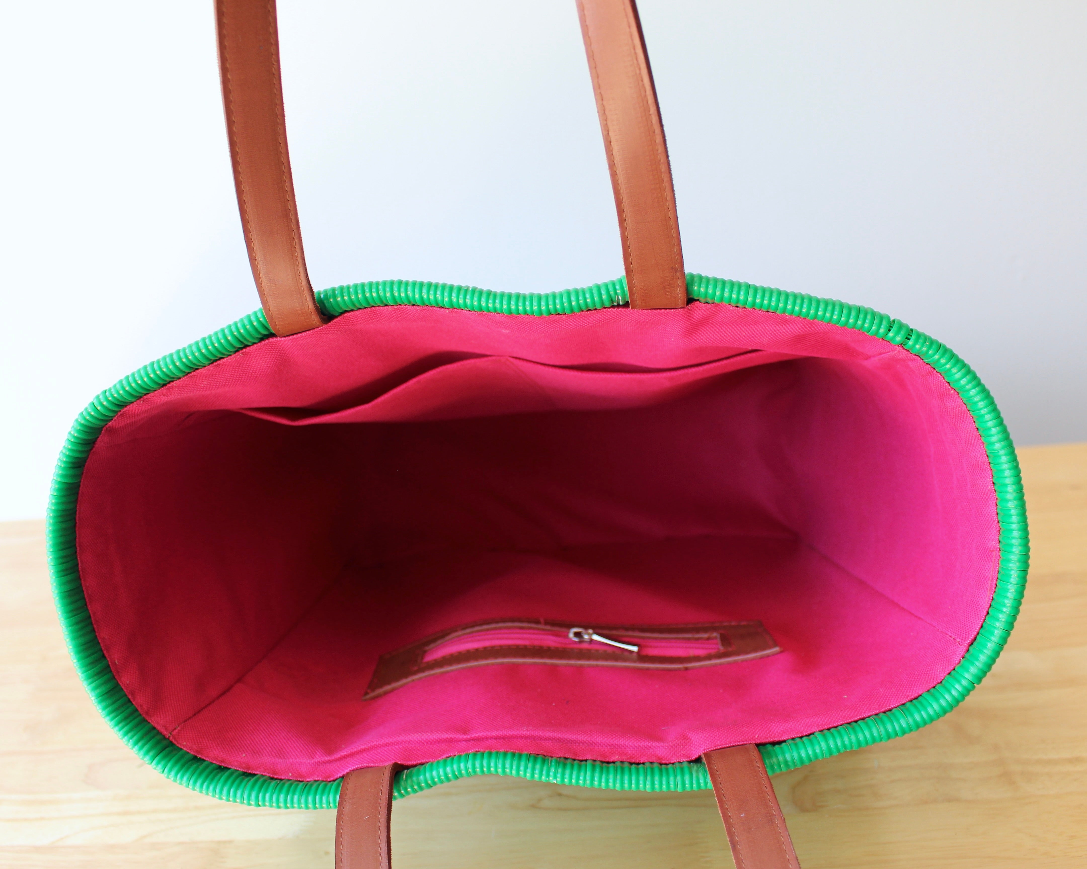 Mexican pink interior lining with zip pocket — Alma Rosa, Jade — MexiMexi