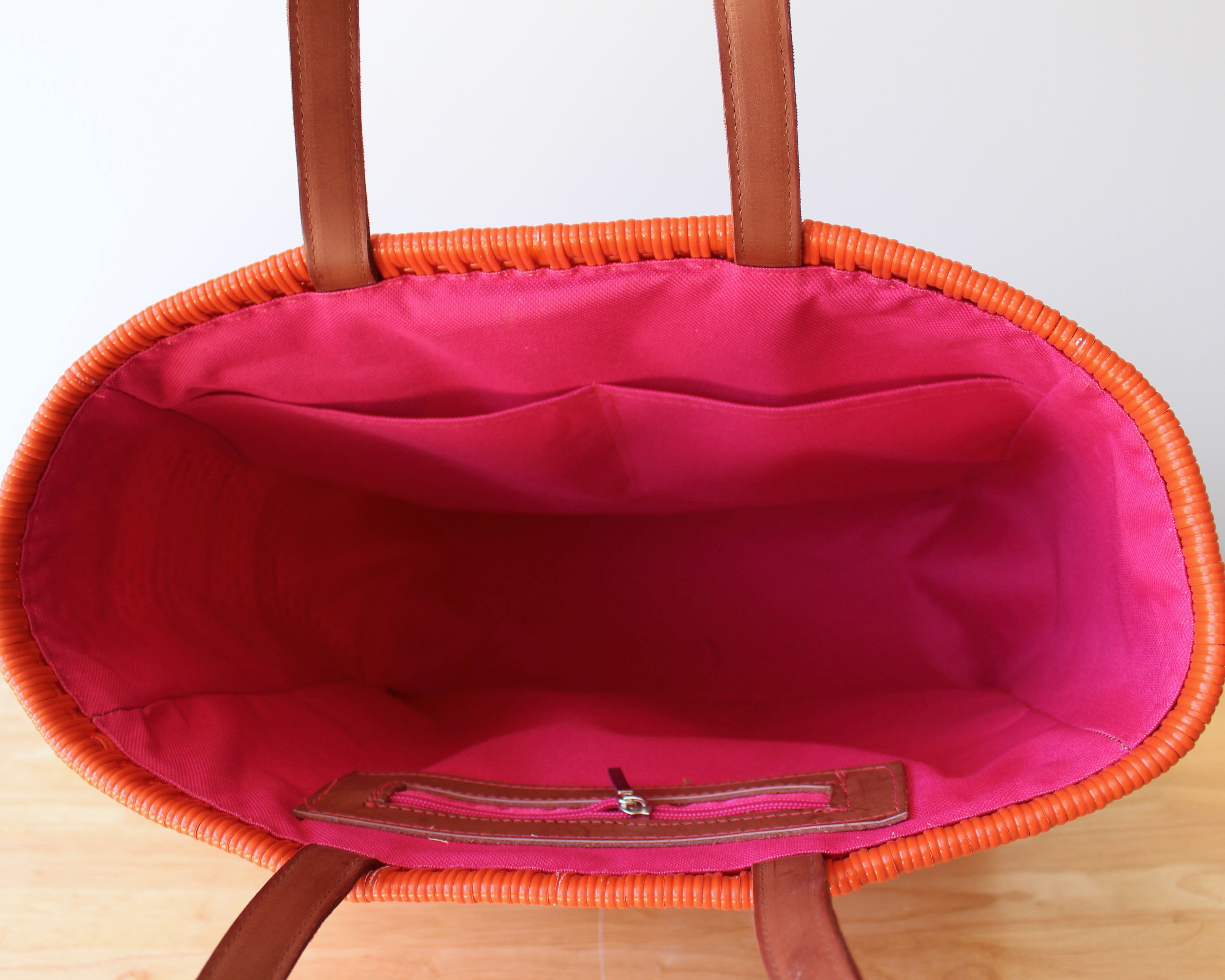 Mexican pink interior lining with zip pocket — Alma Rosa, Tangerine — MexiMexi