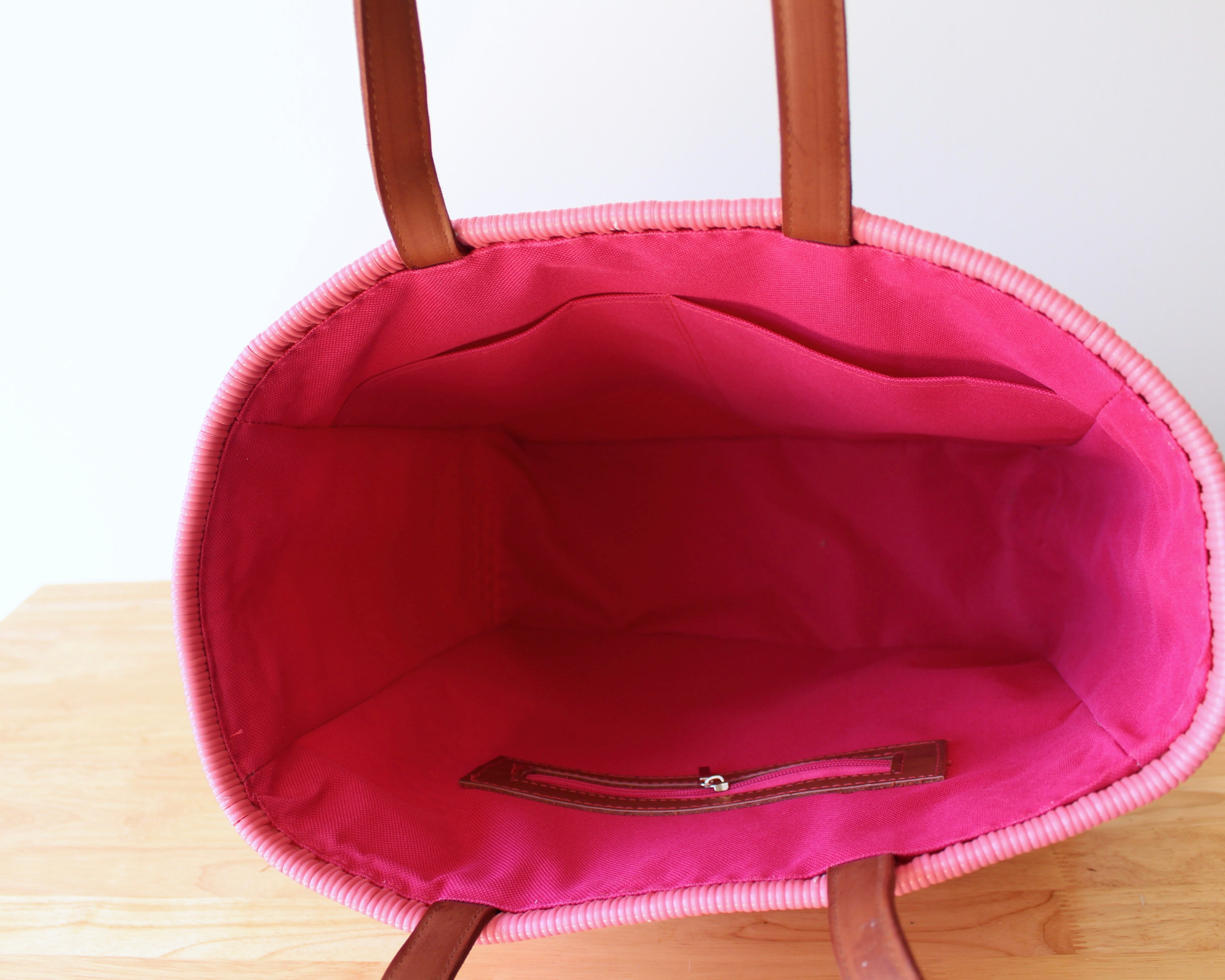 Mexican pink interior lining with zip pocket — Alma Rosa, Blossom — MexiMexi
