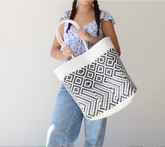 Geometric Tote Bag Black and White