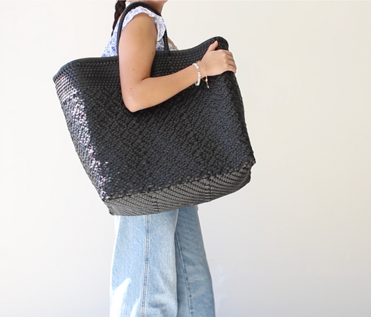 Black Woven Tote Bag by MexiMexi