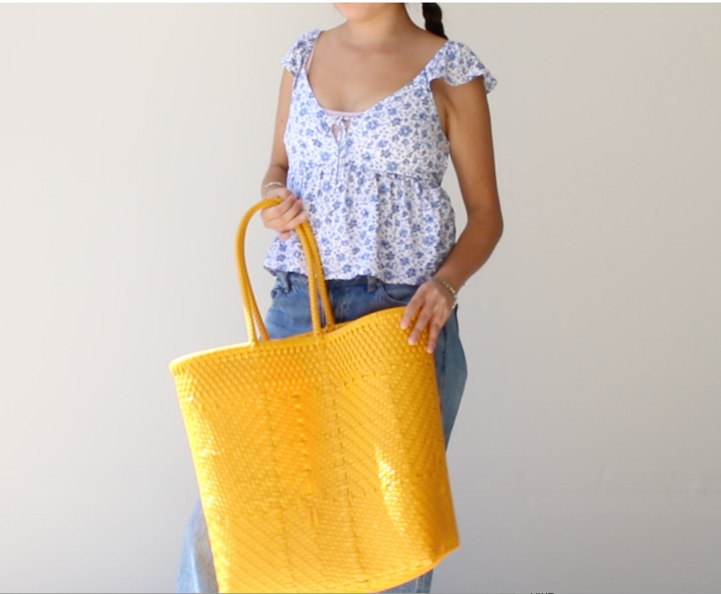 Yellow Handwoven Tote Bag by MexiMexi