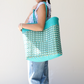 Aqua & Gold Woven Tote Bag by MexiMexi