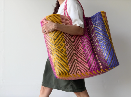 Playa XXL Tote – Sunset Zigzag Diamond Weave