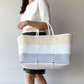 Playa Large Tote – Yellow, White & Navy – Handwoven in Mexico