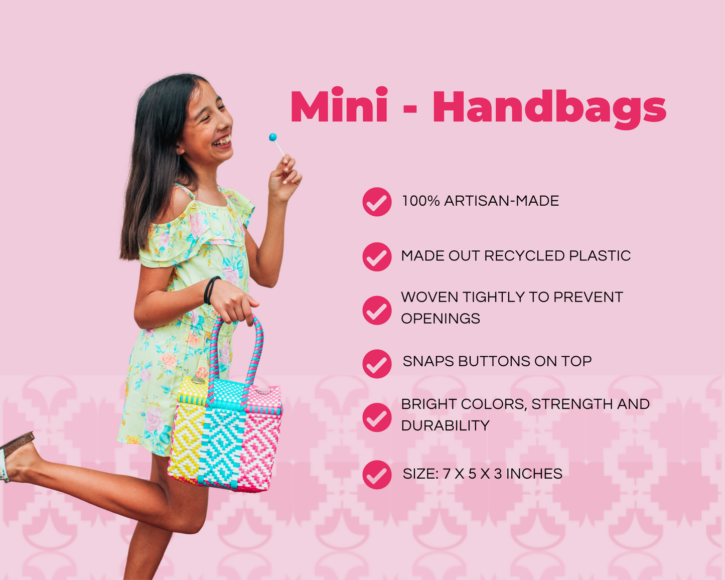 Beige & Pink Mini Handbag by MexiMexi