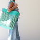 Aqua & Gold Woven Tote Bag by MexiMexi