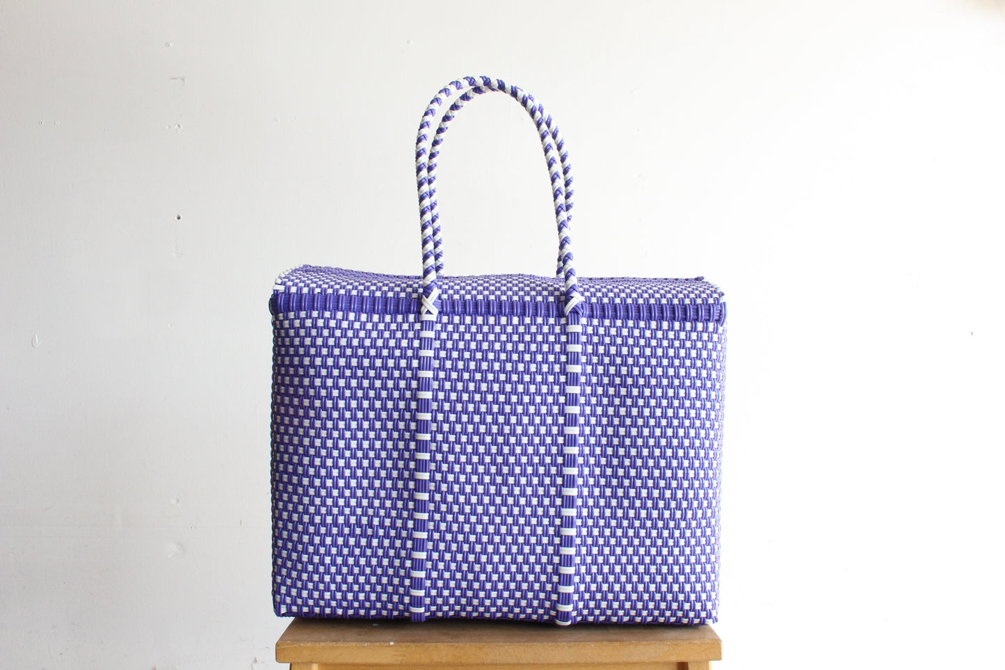 Purple & White Handwoven Handbag by MexiMexi