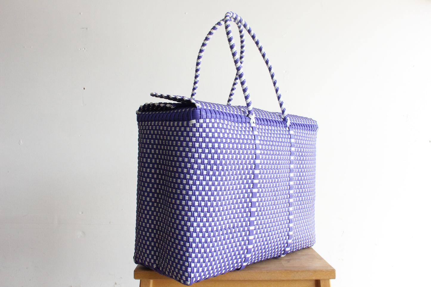 Purple & White Handwoven Handbag by MexiMexi