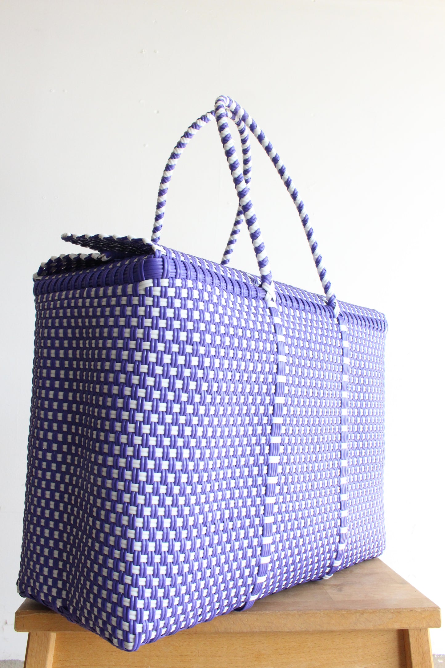 Purple & White Handwoven Handbag by MexiMexi
